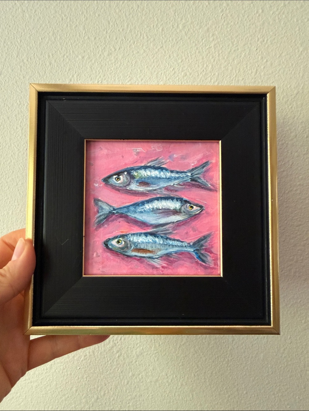 Framed Fish Artwork in Pink & Blue - Petite Aquarium Accent - Picture 2 of 4